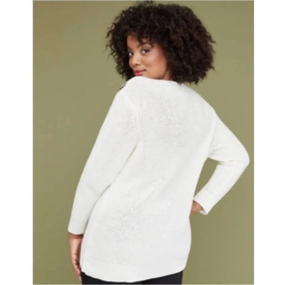 Lane bryant sequin shoulder cream knit dolman sleeve sweater sz 22/24 - Picture 4 of 16